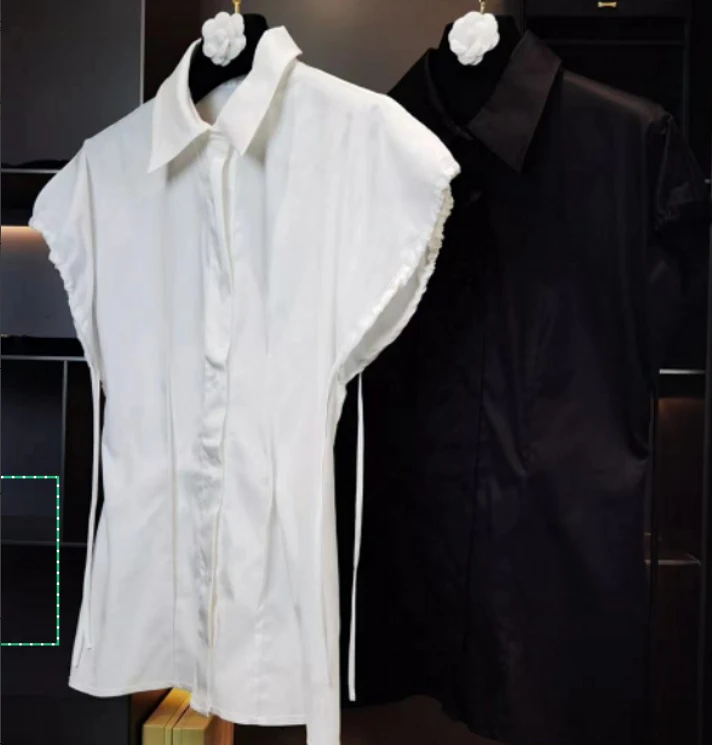 【深圳传奇定制】减龄法式百搭飞飞袖翻领休闲衬衫N0017