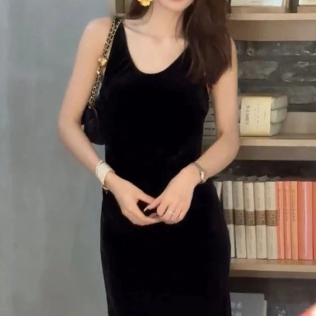 B1118伯爵夫人高定千金贵气感丝绒连衣裙