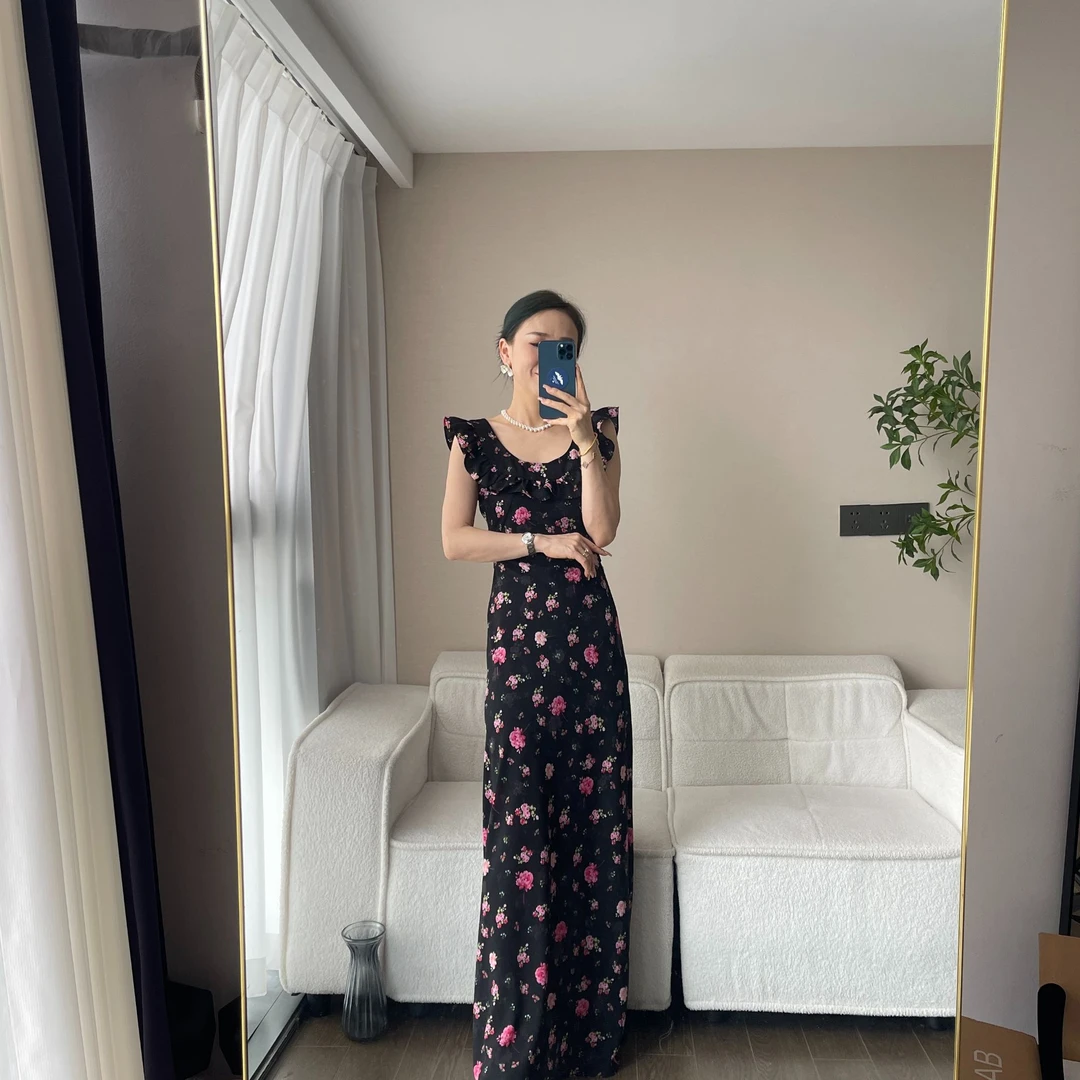 B0843类似爱情 夏季新款无袖印花显瘦气质时尚连衣裙