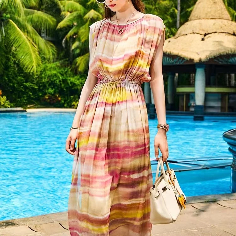 【法式Ionoy】夏日新款气质短袖宽松显瘦连衣裙 B0440