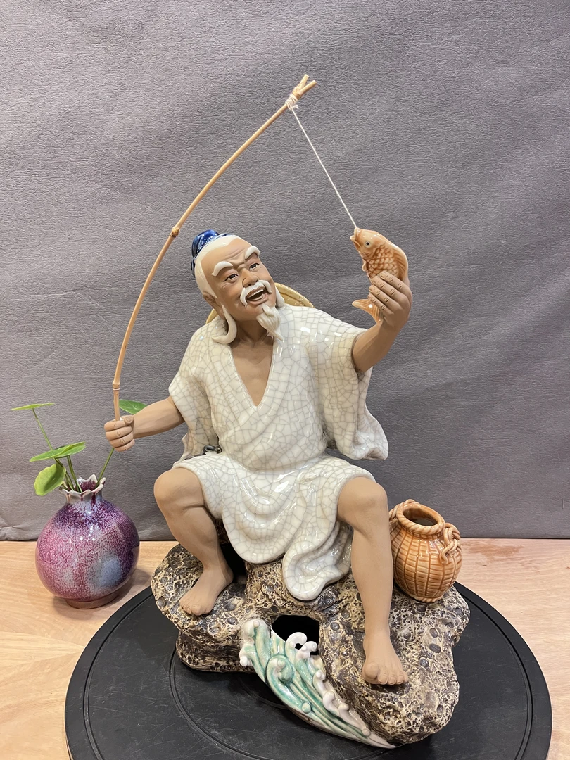 喜获大利 27×18×38cm 石湾公仔 家居摆件 人物陶瓷工艺品