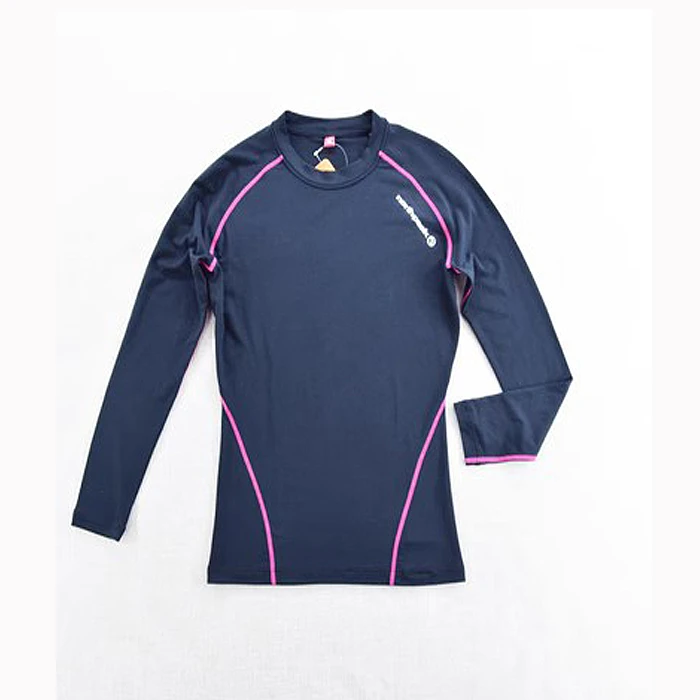 外贸瑜伽显瘦T恤女长袖训练服圆领修身保暖上衣黑色发热健身透气