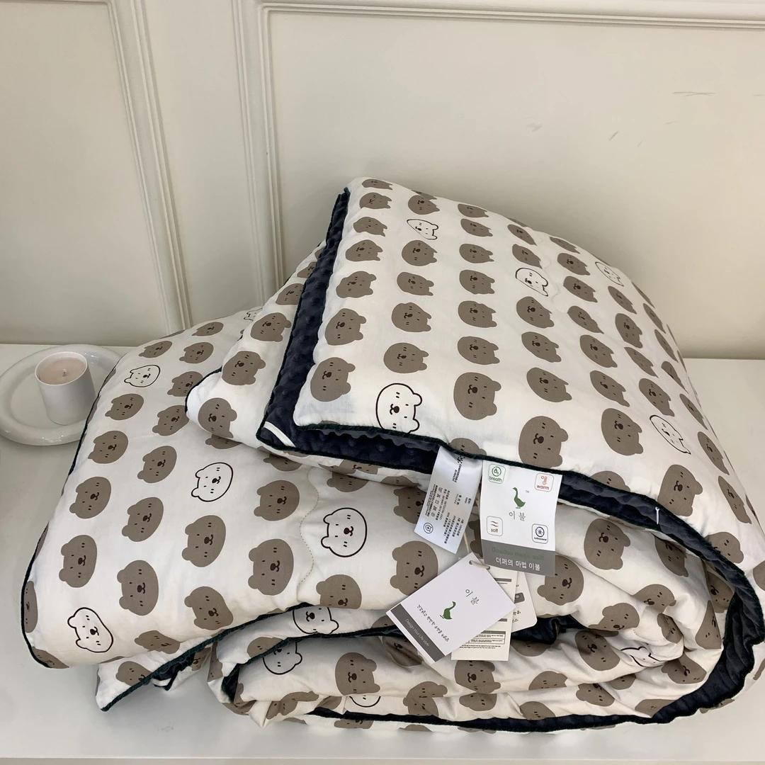 嵌条款纯棉豆豆被多功能可机洗春秋被午睡毯懒人盖毯双人豆豆被