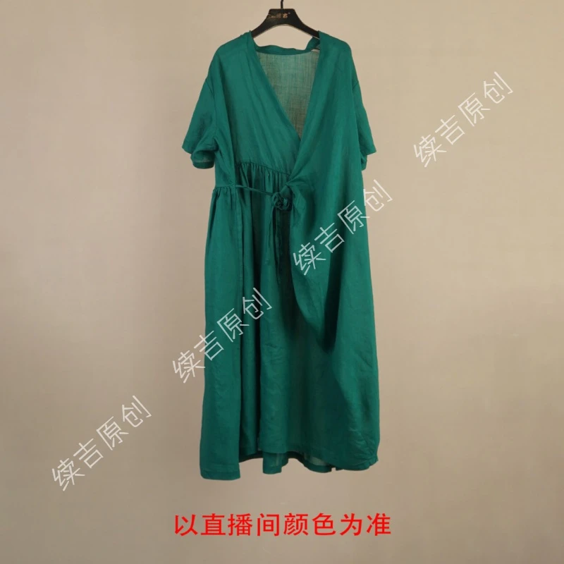 【续吉出品】3470（白茶不予）高订苎麻连衣裙