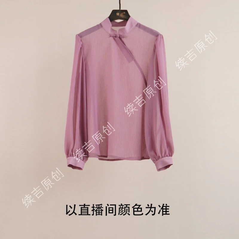 【续吉出品】2909法式别致皱皱麻女春夏新款优雅通勤宽松休闲上衣