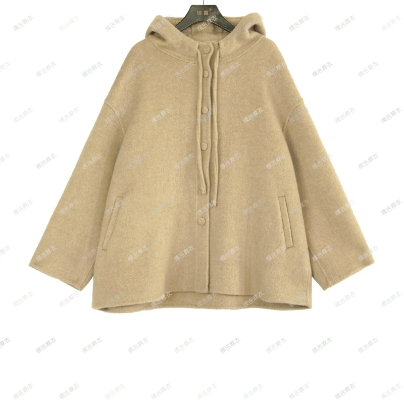 原创设计24-1815短款休闲双面连帽宽松大衣