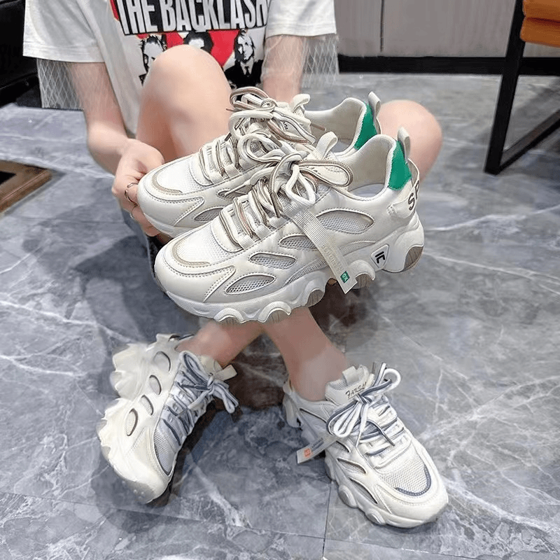 2023年夏季新款炸街老爹鞋女ins潮百搭厚底显脚小拼色休闲运动鞋