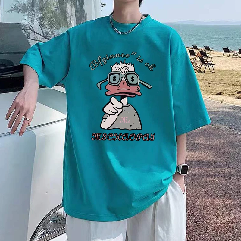 微胖oversize短袖T恤男女同款ins潮牌宽松大码纯棉上衣夏半袖美式