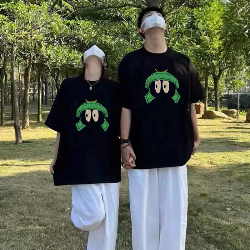 纯棉情侣装夏装短袖T恤一男一女ins潮牌美式高街宽松大码半袖上衣