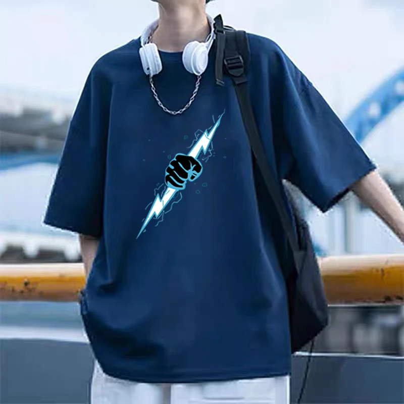 潮牌纯棉短袖t恤男女同款国风青年男生宽松大码上衣夏装半袖休闲