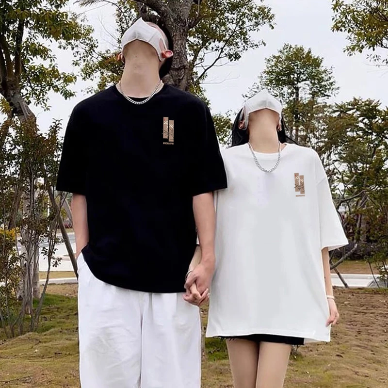 国风纯棉重磅短袖t恤男女同款潮牌情侣装夏装宽松大码上衣服半袖