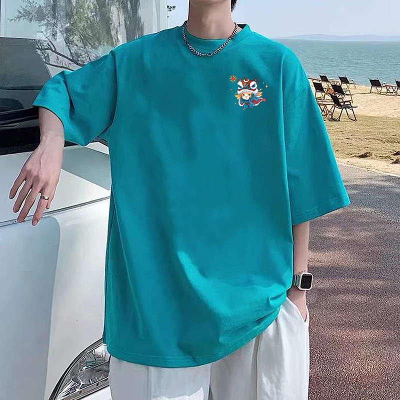 青年纯棉重磅短袖t恤男女同款潮牌简约男生宽松大码上衣夏装半袖