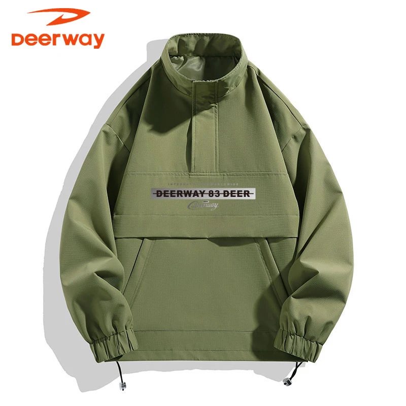 Deerway/德尔惠半拉链套头卫衣男户外百搭情侣外套春秋款工装夹克