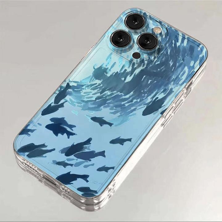 深海鱼群适用iphone15promax手机壳苹果13/14/1215pm溪海的潮壳