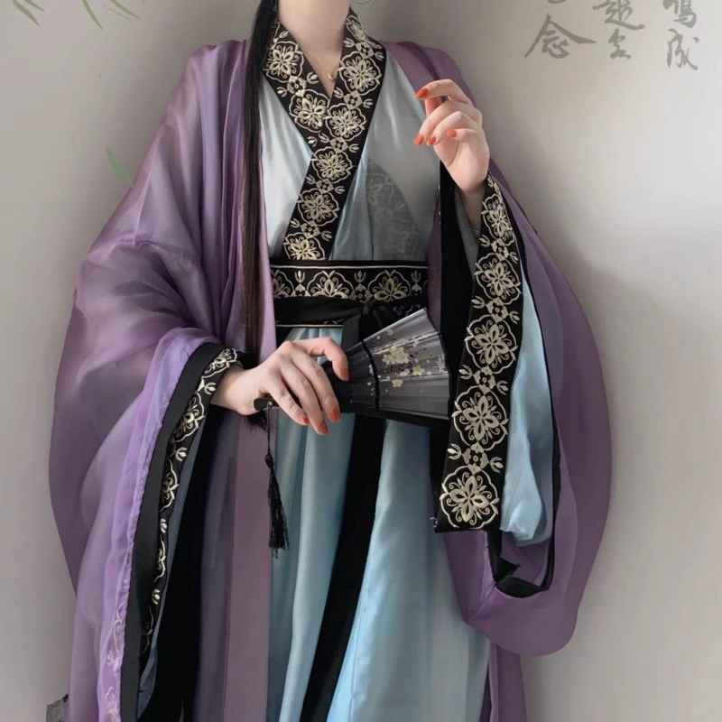 捌伍柒原创(诗韵)晋制汉服女款男款直裾大袖衫套装魏晋风秋季新款