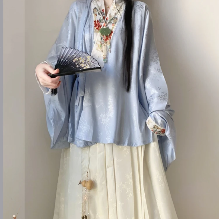 捌伍柒原创泠泠玉茗明制汉服女中国风对交穿交领短衫马面裙春季款