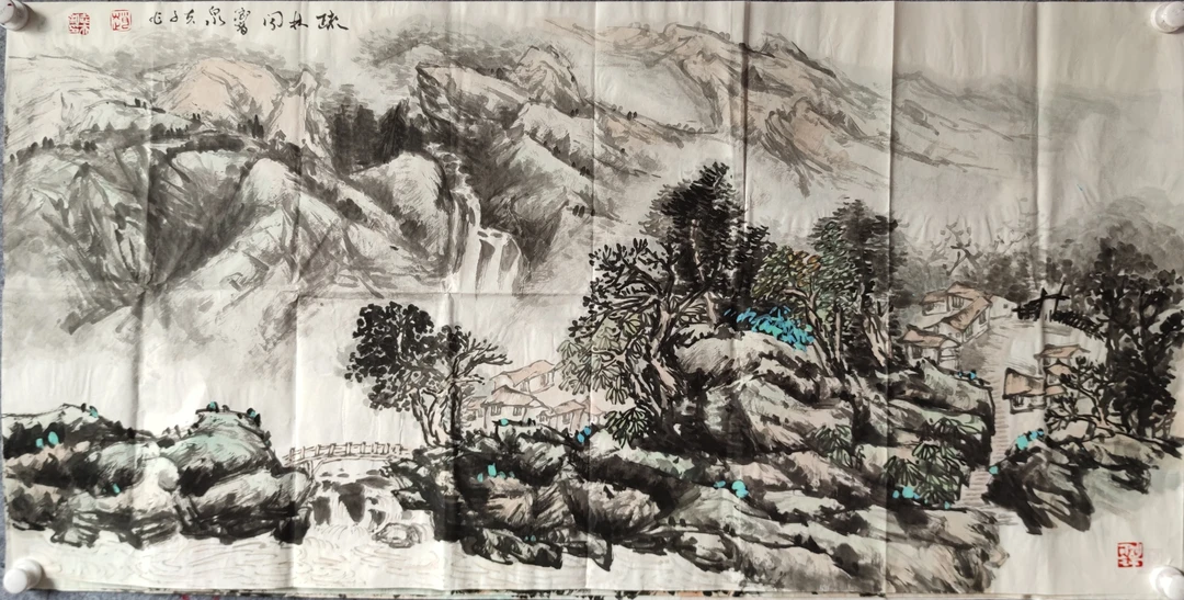 赵志夫山水画《疏林闻泉》(规格138Ⅹ68)
