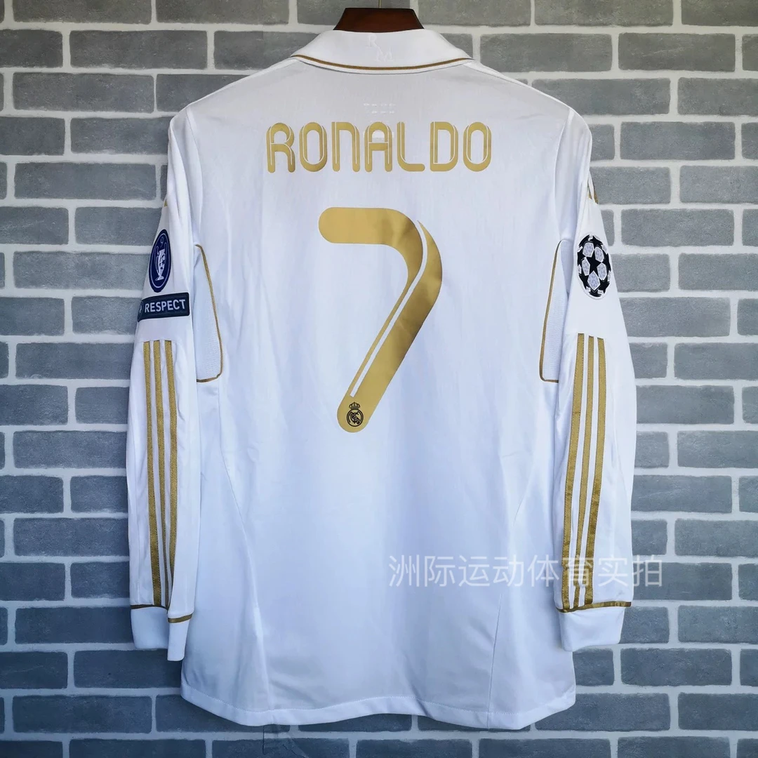 皇马球衣C罗7号球员版复古11-12赛季欧冠金边罗长/短袖卡卡足球服