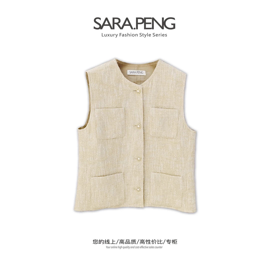 SARA.PENG｜金缕香罗｜ 气质天成经典款高品质通勤百搭时尚马甲外套