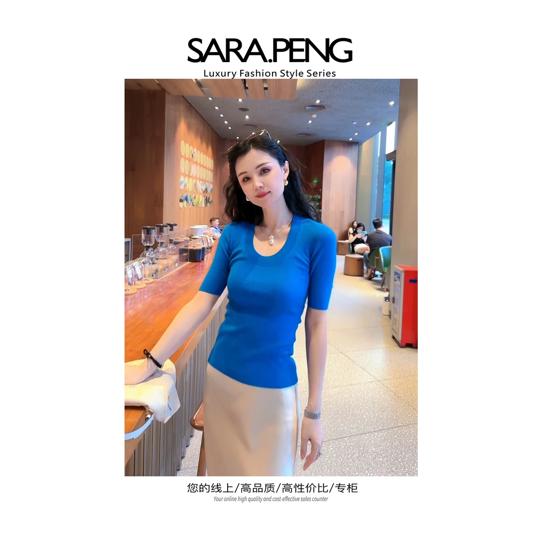 SARA.PENG｜天鹅颈之恋｜早秋高级杨子100%美丽诺羊毛U领气质针织衫