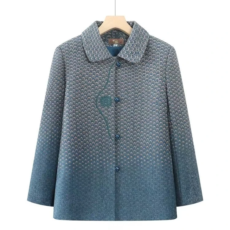 2476中老年人女秋装外套新款妈妈装上衣宽松时尚百搭老太太上衣