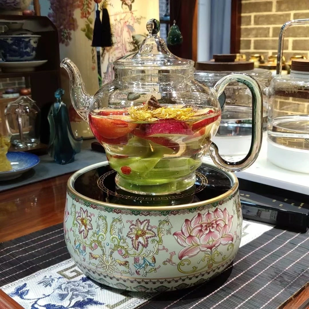 鸿运壶1000毫升蒸煮泡三用茶具家用玻璃壶手工