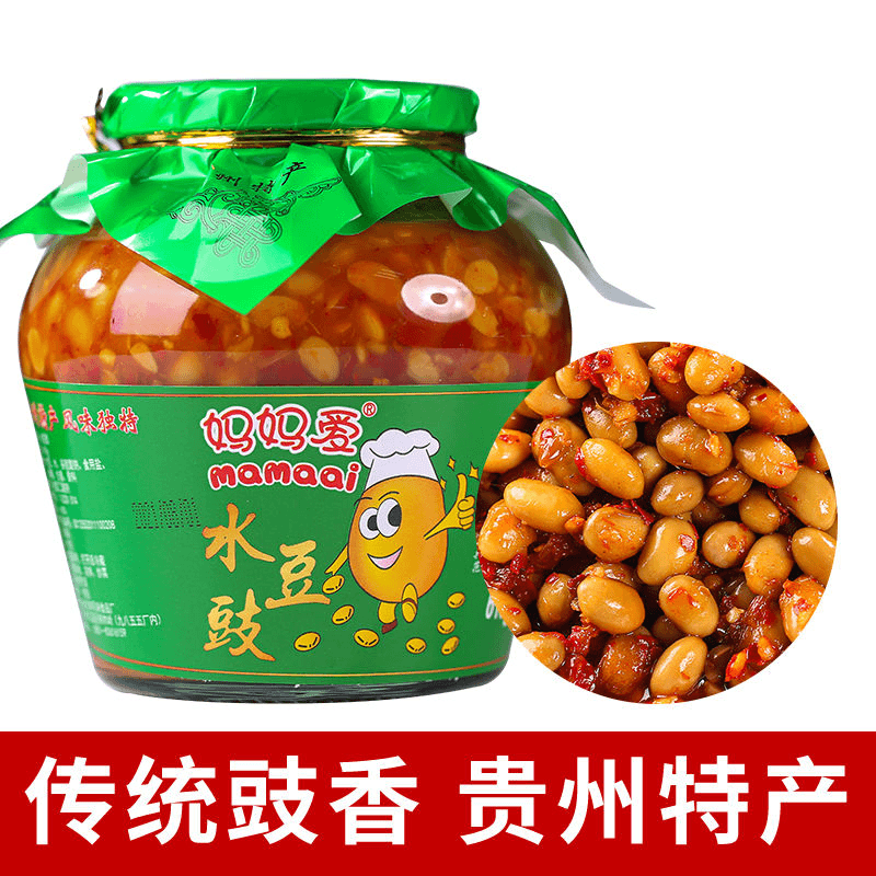 贵州特产妈妈爱水豆豉正宗农家风味凉拌香辣麻辣蘸水下饭菜批发瓶