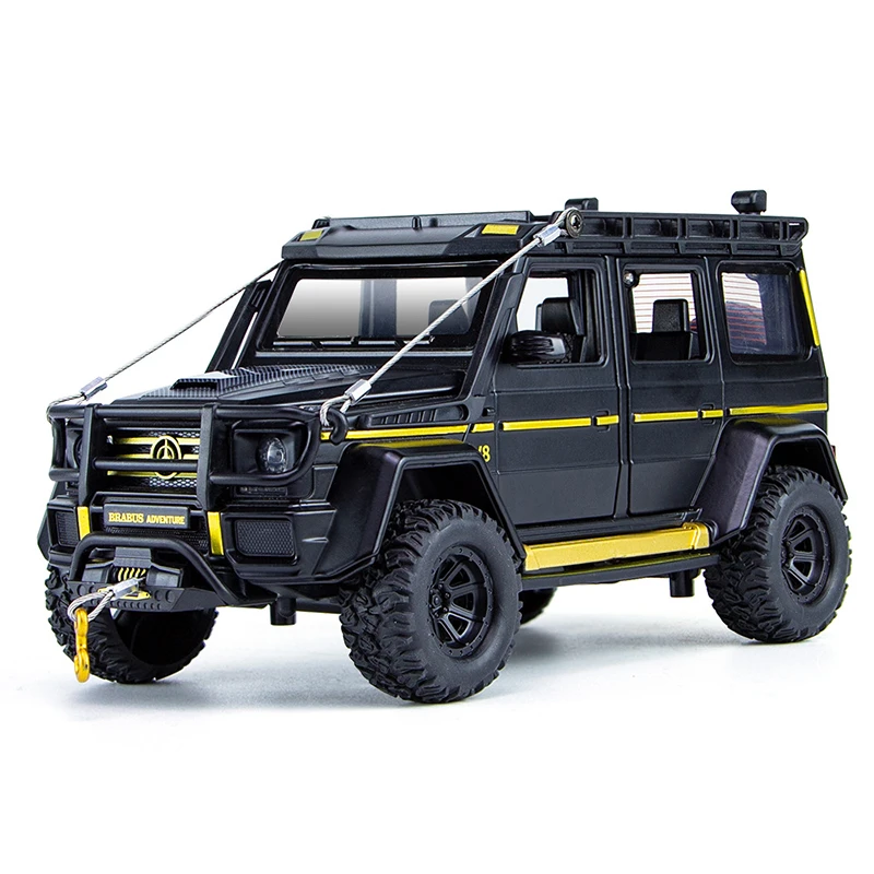 新豪迪1:24 奔驰巴博斯G550探险版合金车模 开门声光回力折镜绞盘