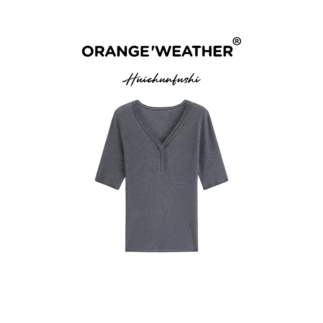 ORANGE'WEATHER意大利高奢御用水晶纱 亮闪夏季圆领百搭针织套头