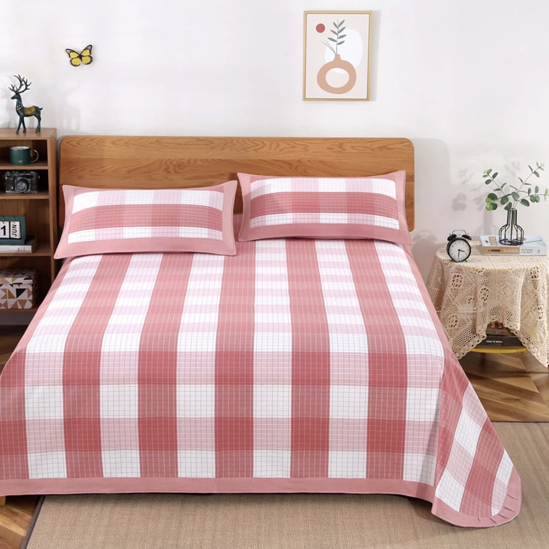 【凉席 宽包边】加密加厚款纯棉凉席三件套四季毯粗布床单透气防滑