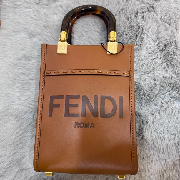 99新 FENDI/芬迪 哈基米/芬迪托特mini手提包琴谱包金棕色