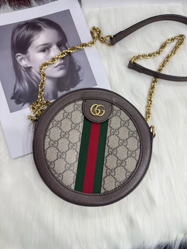95新 GUCCI/古驰 圆饼包单肩斜挎包cOphidia系列圆形