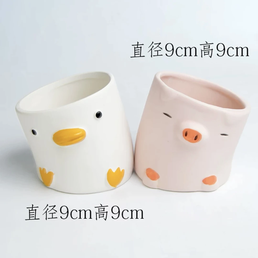 「动物花盆」歪头猪＋歪头企鹅