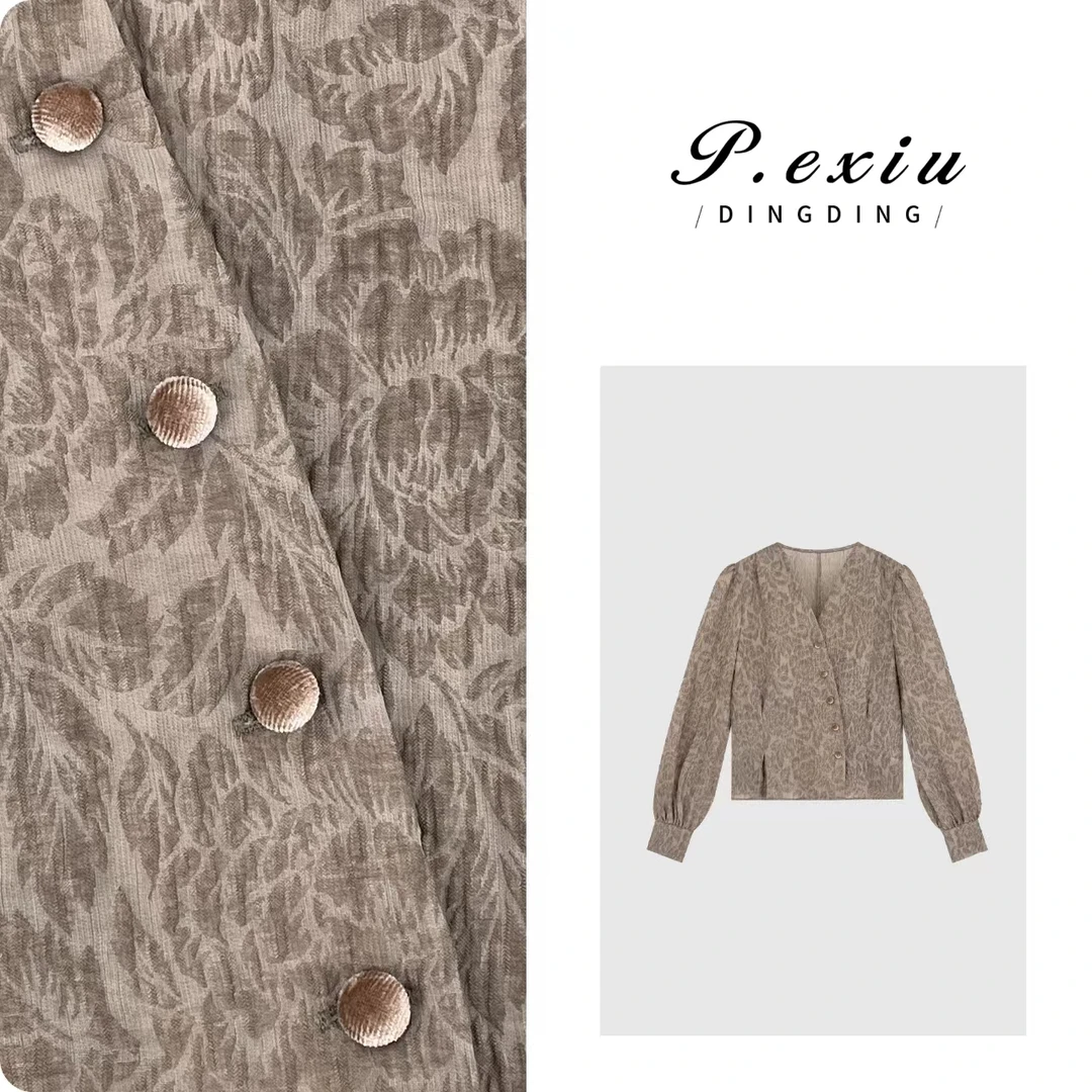 PanYiXiu/潘依绣【桃夭诗诗】天丝立体纹理泡泡纱斜襟衬衫 W-61891