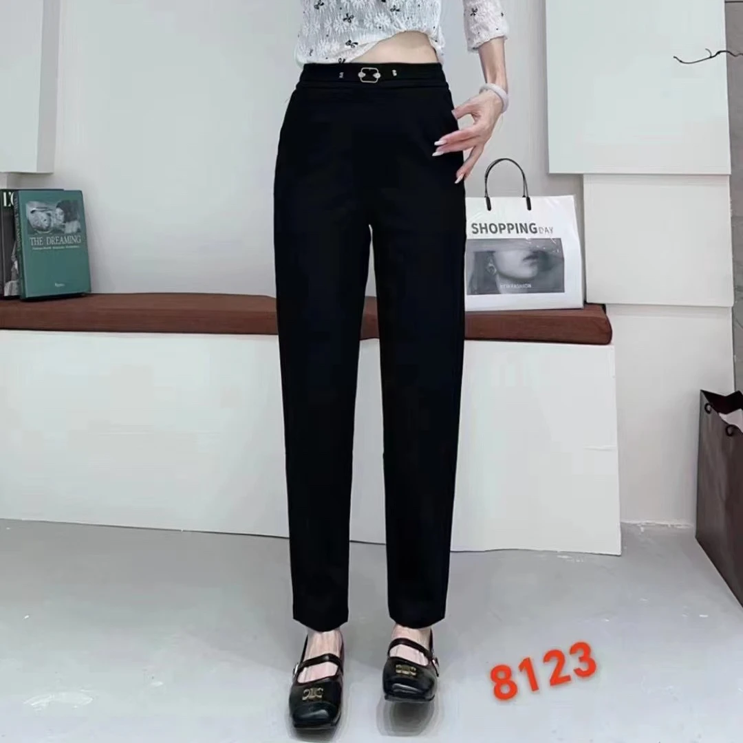 裤子女2024新款秋季小个子九分黑色休闲小脚裤8123