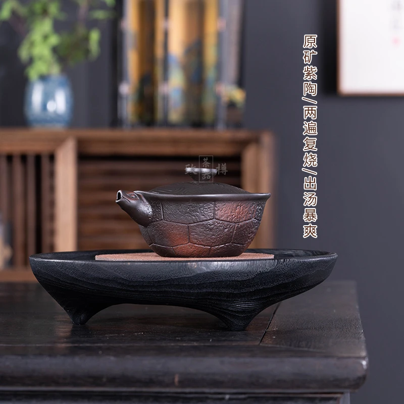 原矿紫陶富甲天下凤鸣手抓壶手工制作不烫手盖碗手抓家用茶具茶器