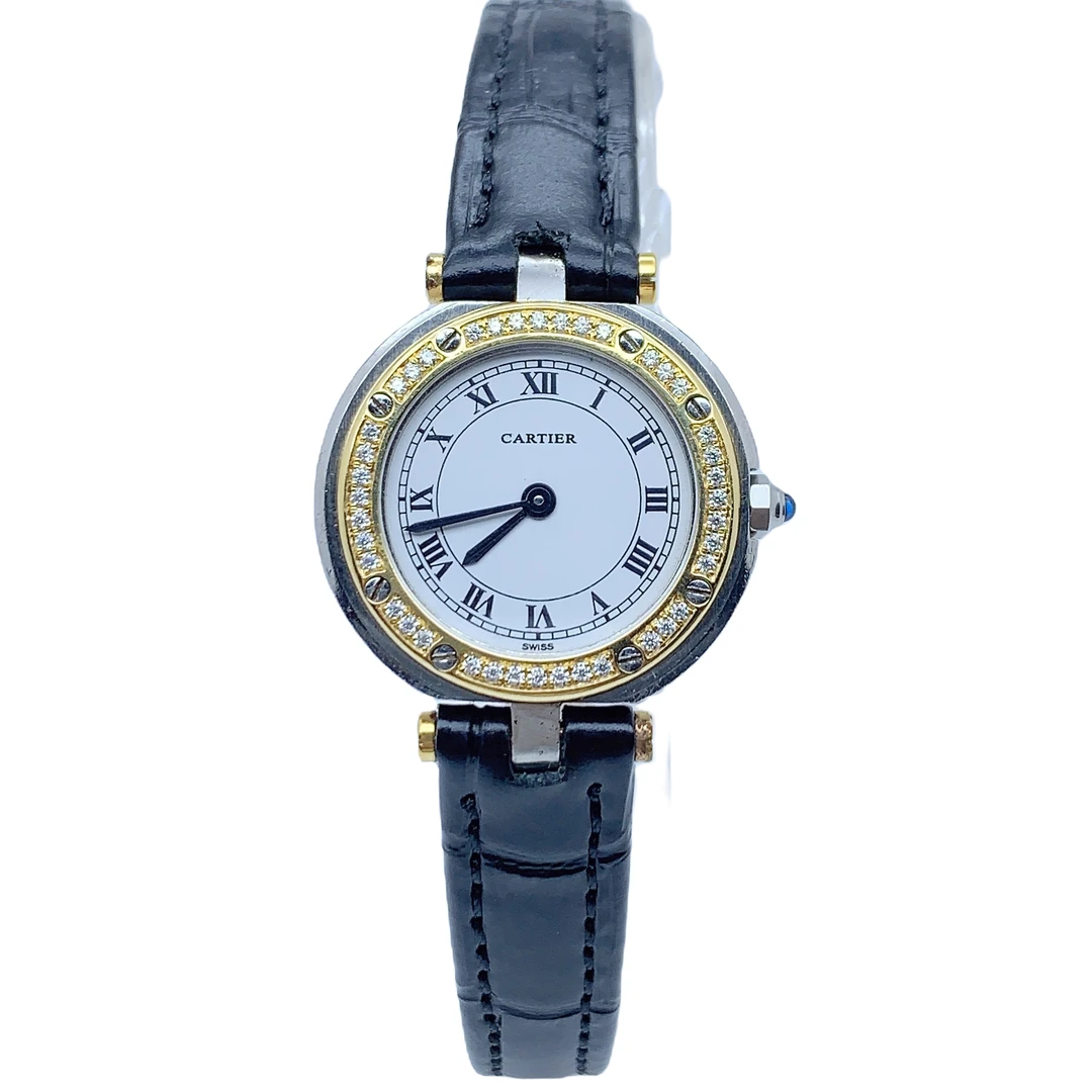 95新 Cartier/卡地亚 07392/女士石英腕表/27表径/后钻/带扣后配