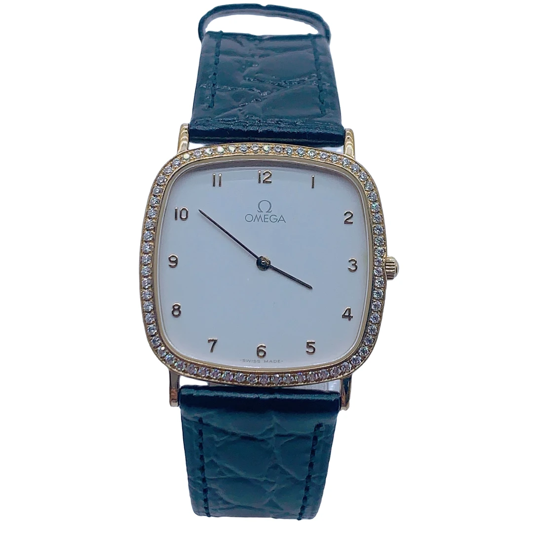 95新 Omega/欧米茄 70101蝶飞女士石英腕表/30方盘/带扣后配/后钻
