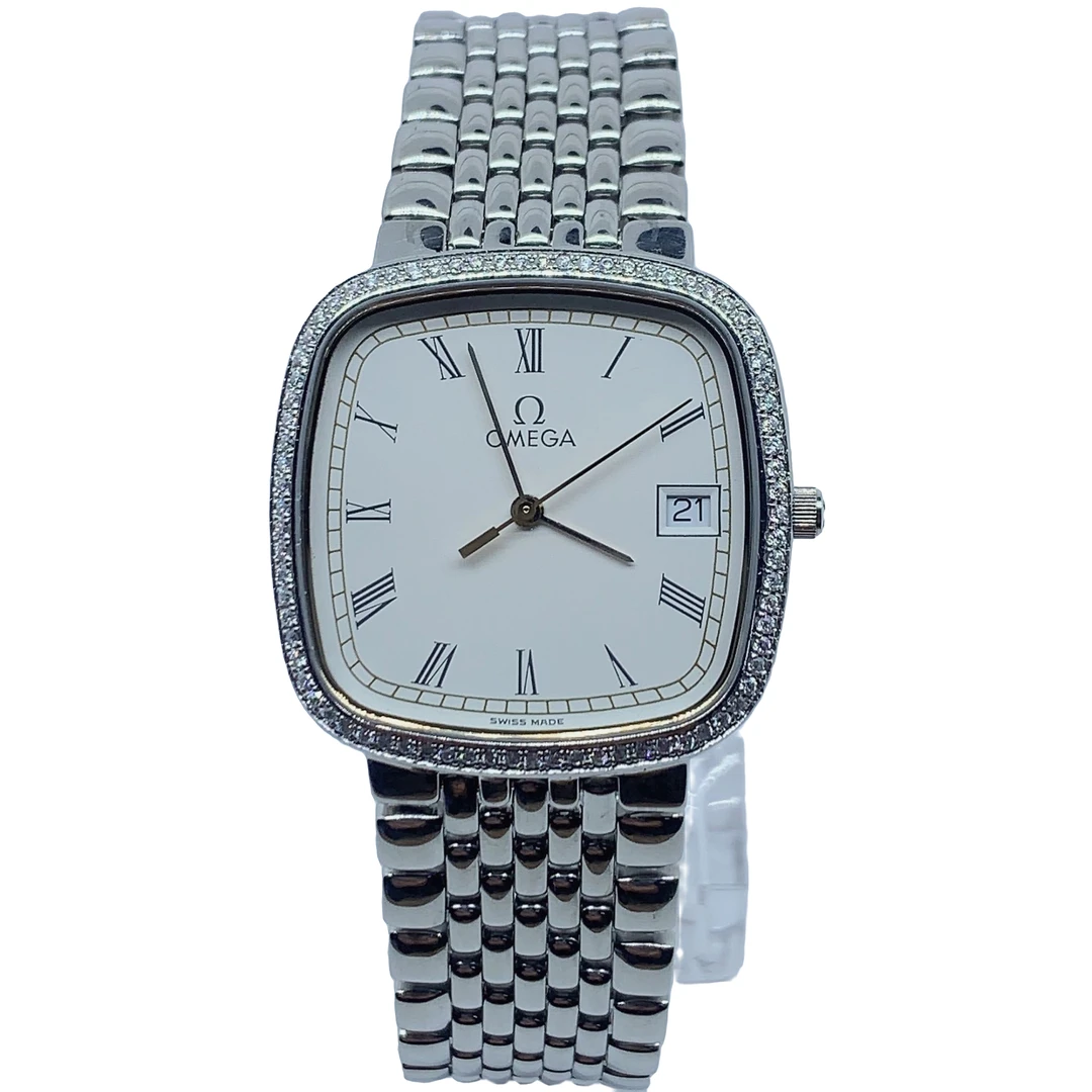 95新 Omega/欧米茄 07951/A碟飞系列/女士石英腕表/30方盘/后镶钻
