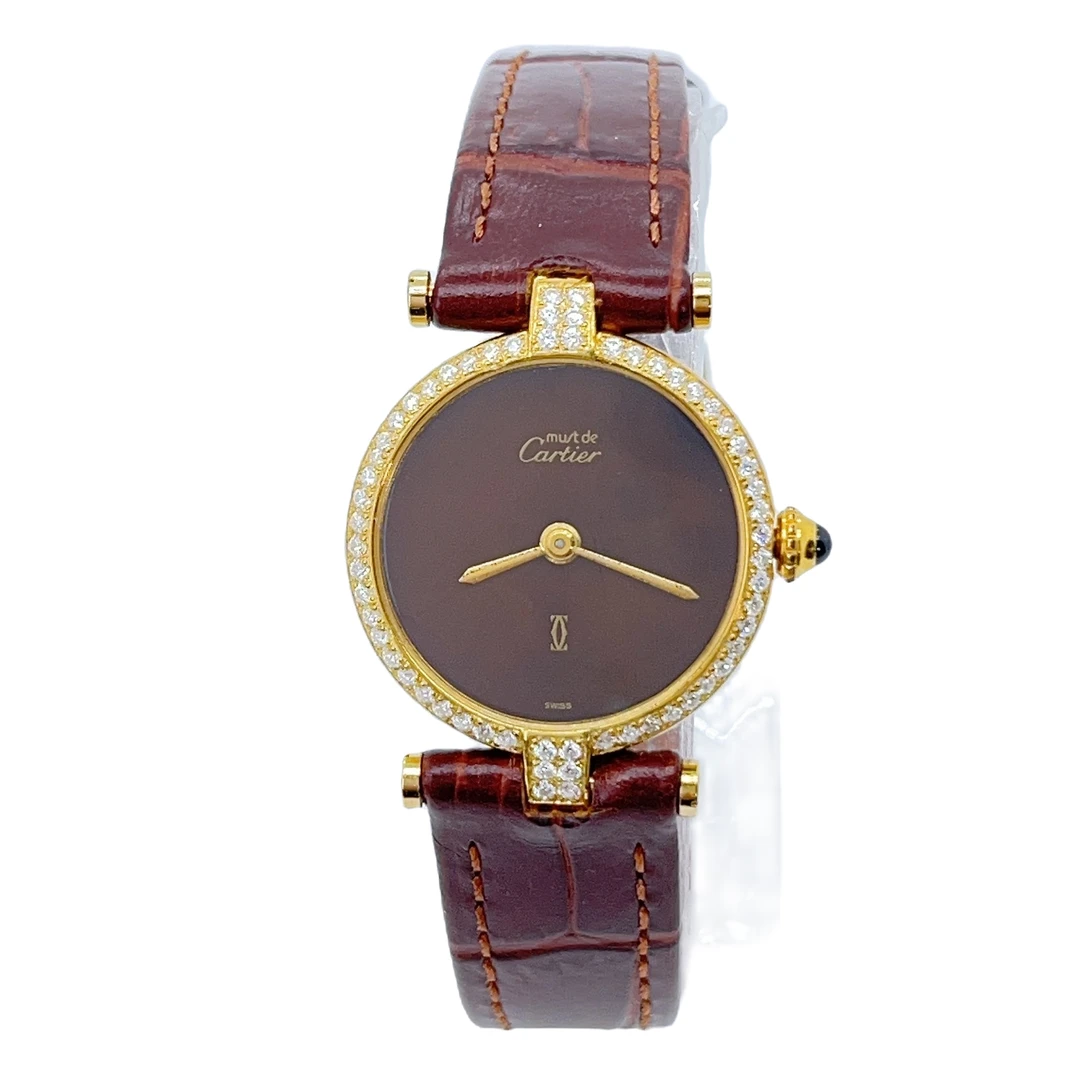 95新 Cartier/卡地亚 小旋风 24盘/女士石英腕表/带扣钻后配03365