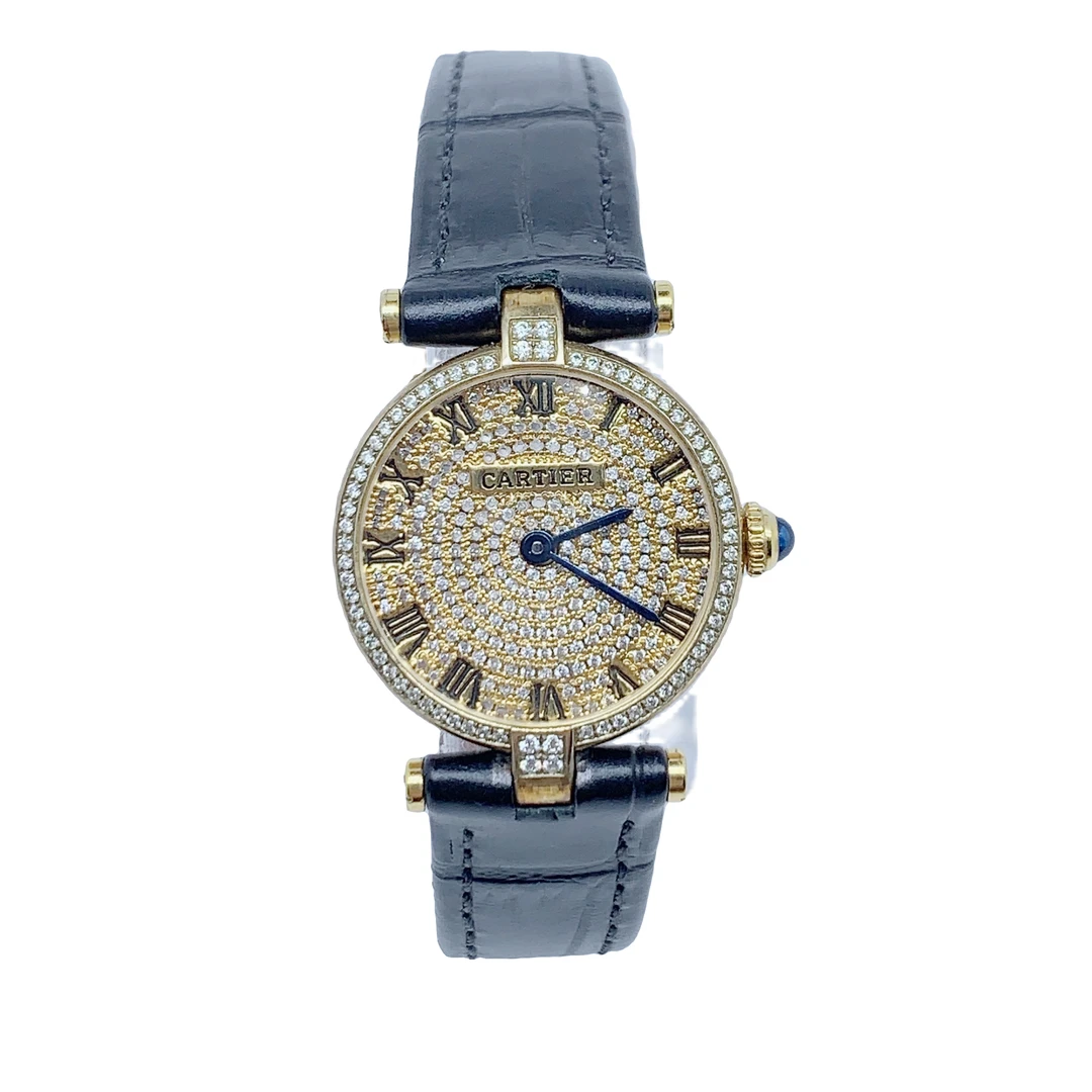 95新 Cartier/卡地亚 09075/A满天星石英表/24盘/带扣后配/后钻盘