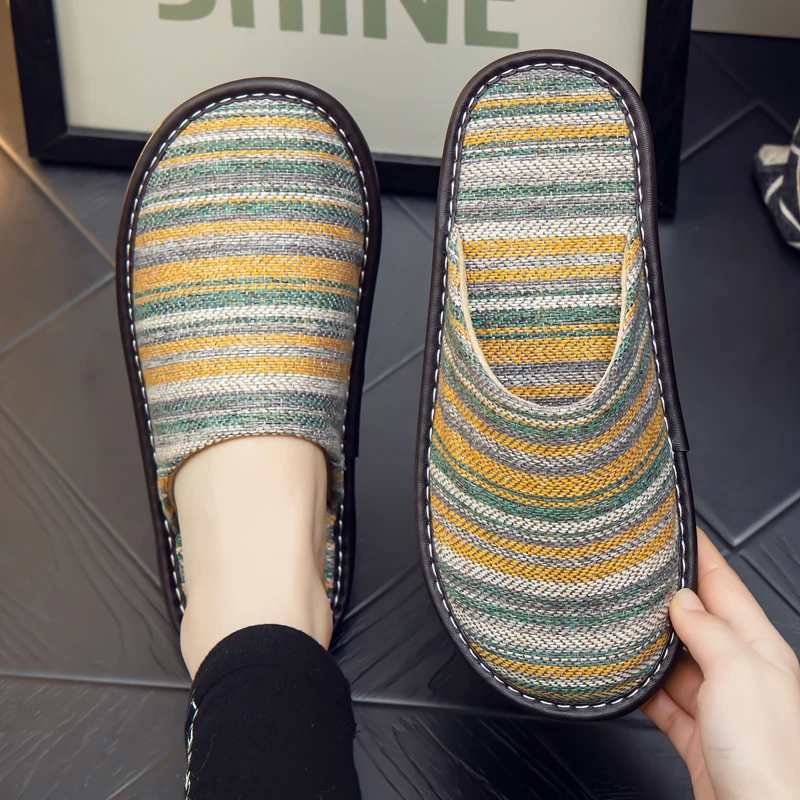 韩版春秋季家用布艺拖鞋男女居家室内防滑地板软底家居四季棉拖鞋