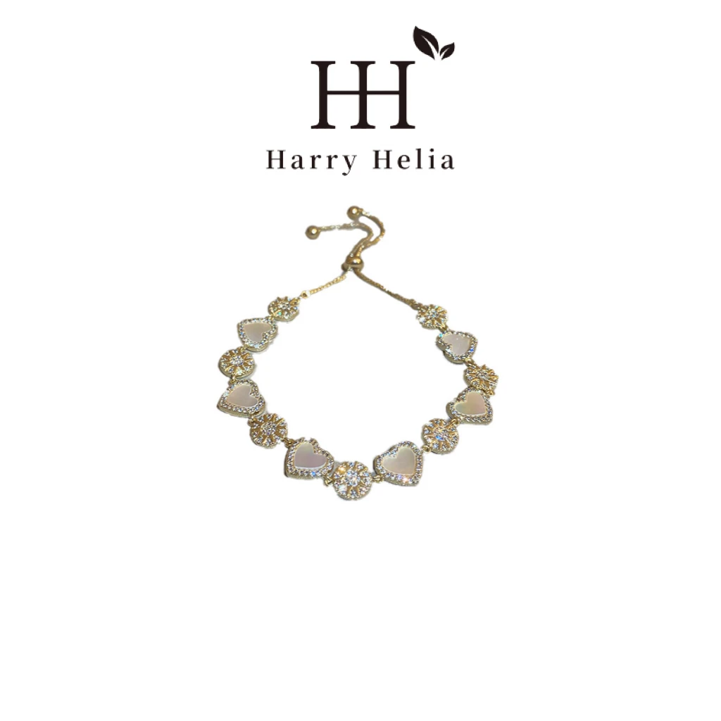 铜合金手链 气质重工时尚设计师款少女爱心金色抽拉手链 HB877-1