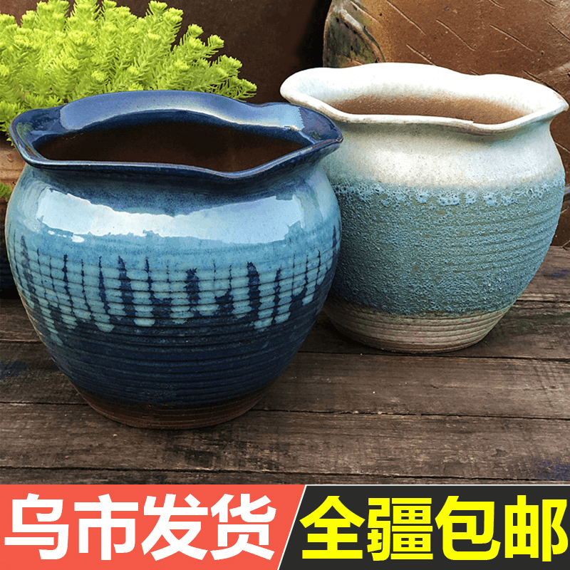 手工陶盆大号土陶大号口径粗陶多肉花盆老桩多肉植物陶瓷花盆器