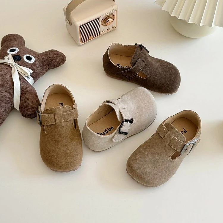 韩版童鞋女童复古勃肯鞋男童英伦风磨砂皮宝宝鞋洋气软底单鞋008