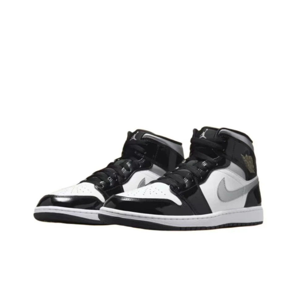 NIKE/耐克官方正品 AJ1中帮黑银男子运动休闲板鞋 HV0789-010