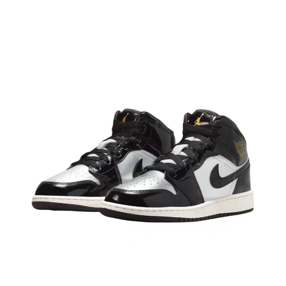 NIKE/耐克官方正品AJ1 GS女款黑银中帮运动休闲鞋 PY FZ3938-001