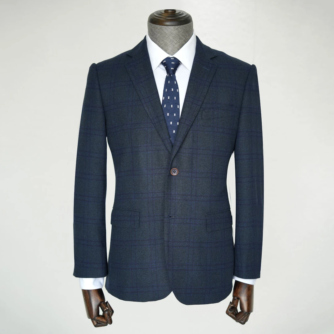 SINOER/希努尔商务休闲格纹单西/新郎秋冬单排西装外套B8049