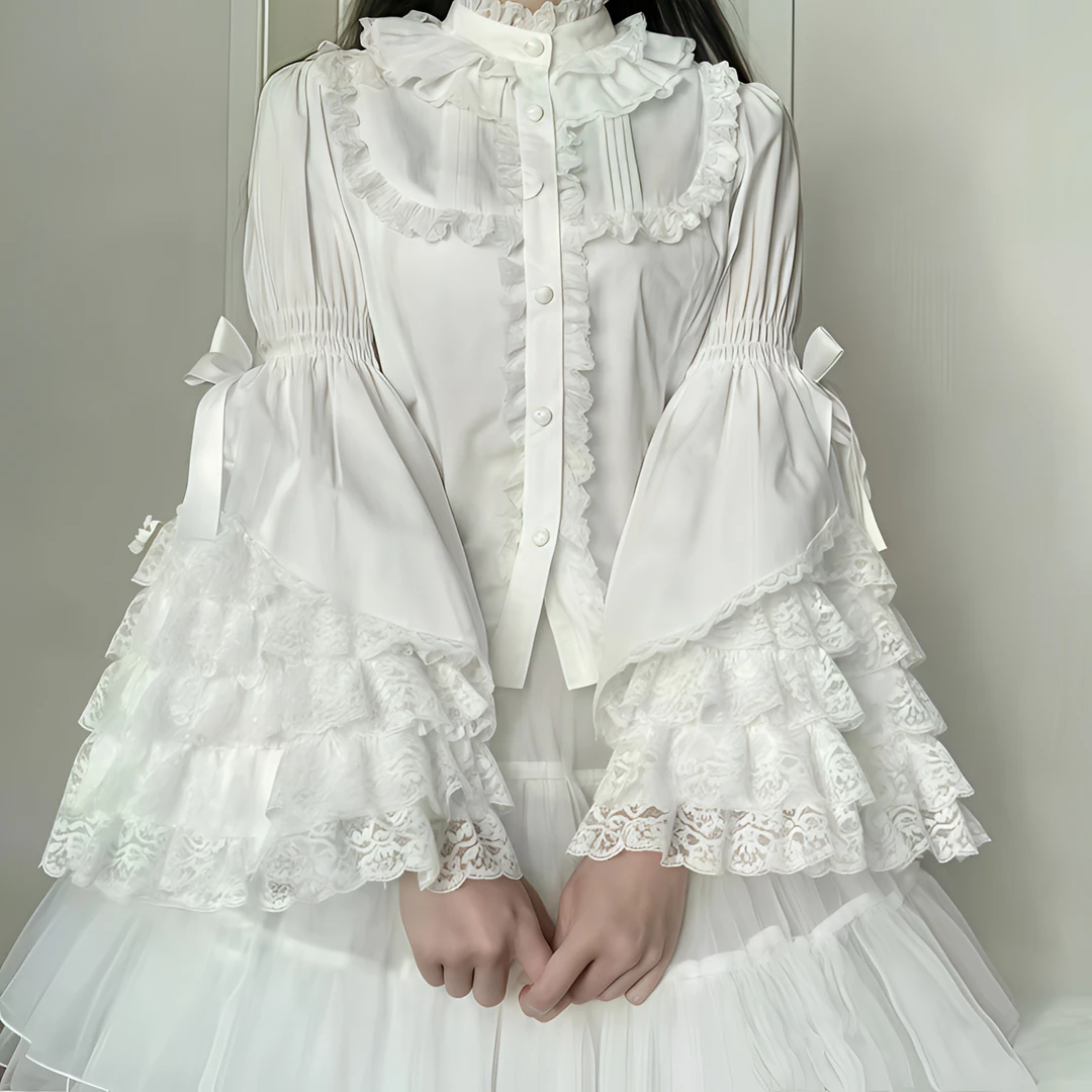 【洛丽塔内搭】法式复古蕾丝doll感Lolita姬袖衬衫长袖立体百搭内搭