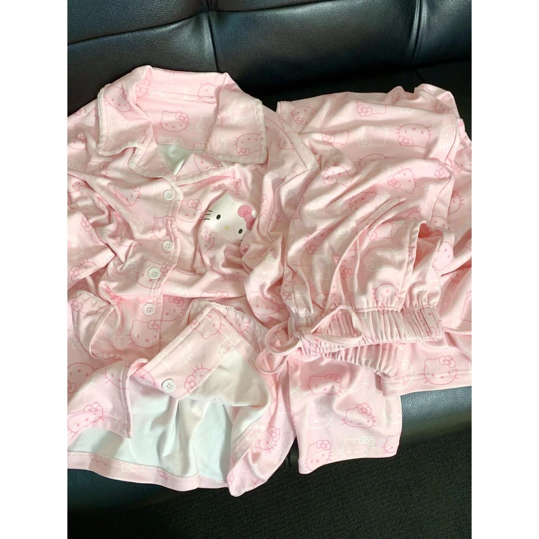【粉色kitty猫】卡通睡衣女秋冬季新款甜美可爱风保暖家居服套装